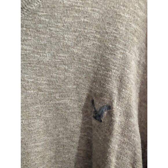 American Eagle Mens Sweater XXL Beige Cotton Logo V Neck Long Sleeves AEO - Picture 3 of 5